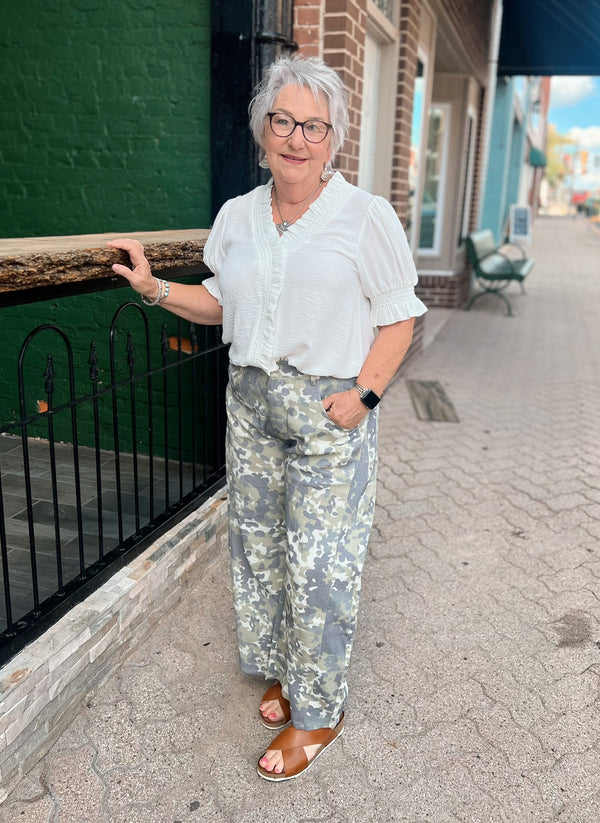 Sage Soft Washed Camo Barrel Pants
