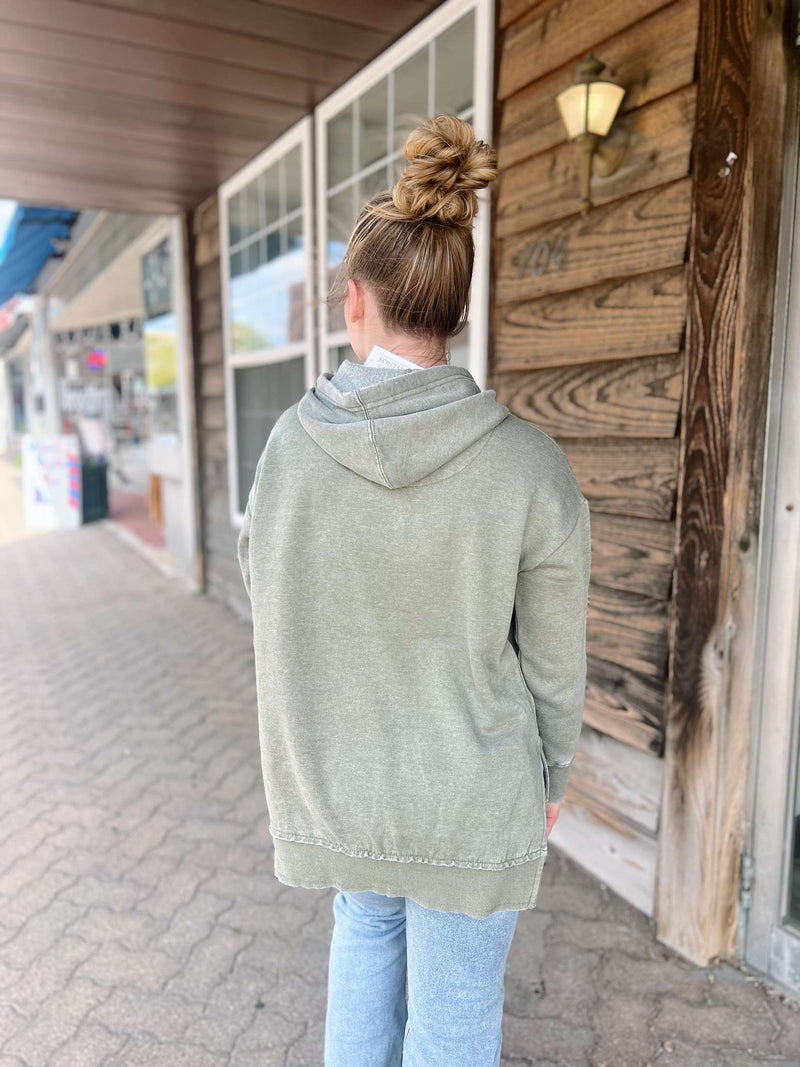 Acid Wash Hi-Low Hoodie