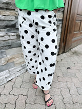Polka Dot Barrel Pants With Bow Pockets