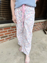 Floral Patchwork Print Barrel Pants