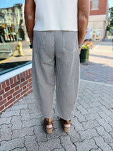 Coffee Striped Twill Barrel Pants