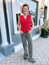 Sleeveless Gold Button Knit Sweater Vest