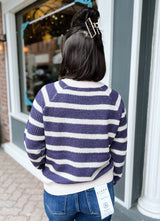 Eggplant Wide Crew Neck Long Sleeve Sweater
