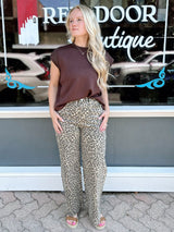 Animal Printed Washed Twill Pant