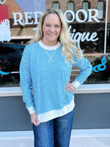 Striped Rib Banded Pullover