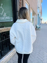 Quilted Collared Top with Front Pocket