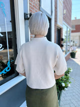 Solid Mock Neck Short Sleeve Sweater