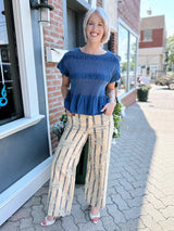 Mustard Flower Printed Soft Stretch Pants