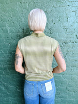 Mock Neck Button Front Cap Sleeve Sweater