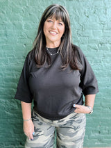 Curvy Scuba 3/4 Sleeve Pullover