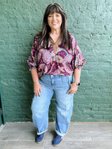 Curvy Kylee Slouchy Barrel Double Button Jean