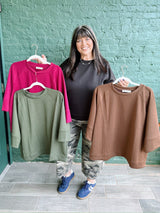 Curvy Scuba 3/4 Sleeve Pullover
