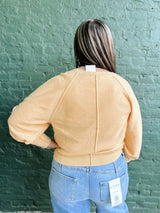 Yellow Dolman Sleeve Half Button Sweater