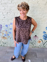 Leopard Smocked Edge Detail Tank Top