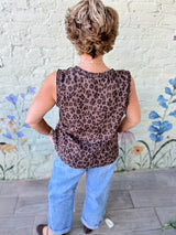 Leopard Smocked Edge Detail Tank Top
