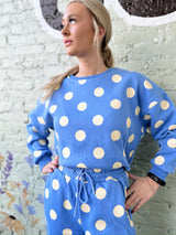 Blue/Yellow Polka Dot Crew Sweatshirt