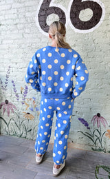 Blue/Yellow Polka Dot Crew Sweatshirt