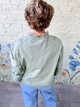 Sage Lace Trimmed Crewneck