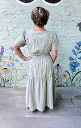 Light Olive Polka Dot Short Sleeve Elastic Waist Dress