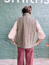 Olive Mock Neck Plaid Vest