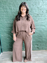 Curvy 3/4 Sleeve Button Down Top and Pant
