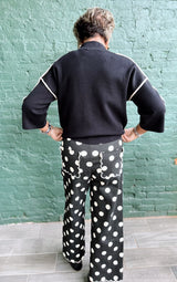 3/4 Sleeve Mock Neck Trimmed Sweater