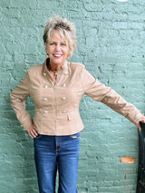 Mocha Military Jacket with Gold Buttons