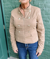 Mocha Military Jacket with Gold Buttons