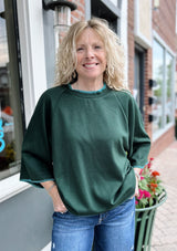 Green Stitch Accent Top