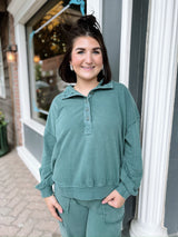 Mineral Wash Button Front Sweatshirt