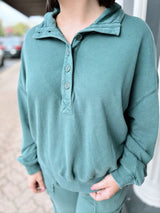Mineral Wash Button Front Sweatshirt