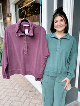 Mineral Wash Button Front Sweatshirt