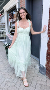 Polka Dot Chiffon Tie Strap Ruched Maxi Dress