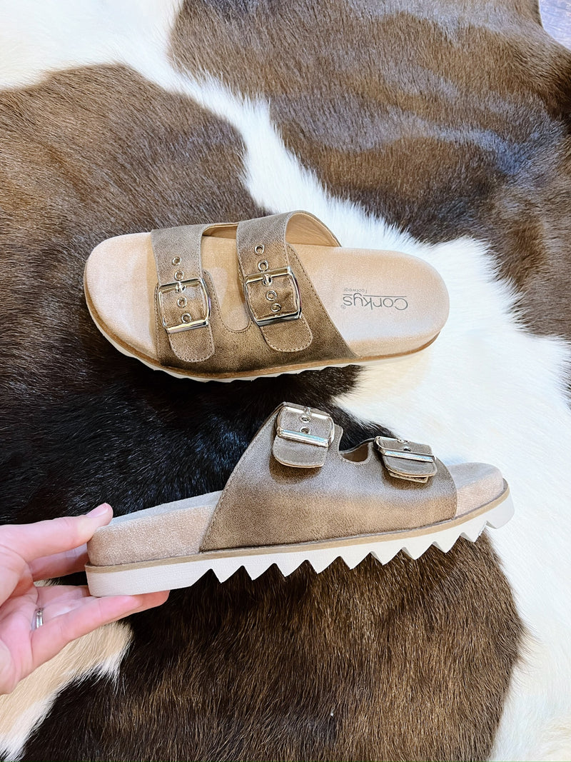 Kenslee's Brown Sandals with Silver Buckles