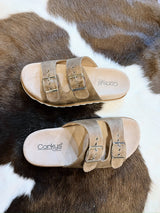 Kenslee's Brown Sandals with Silver Buckles