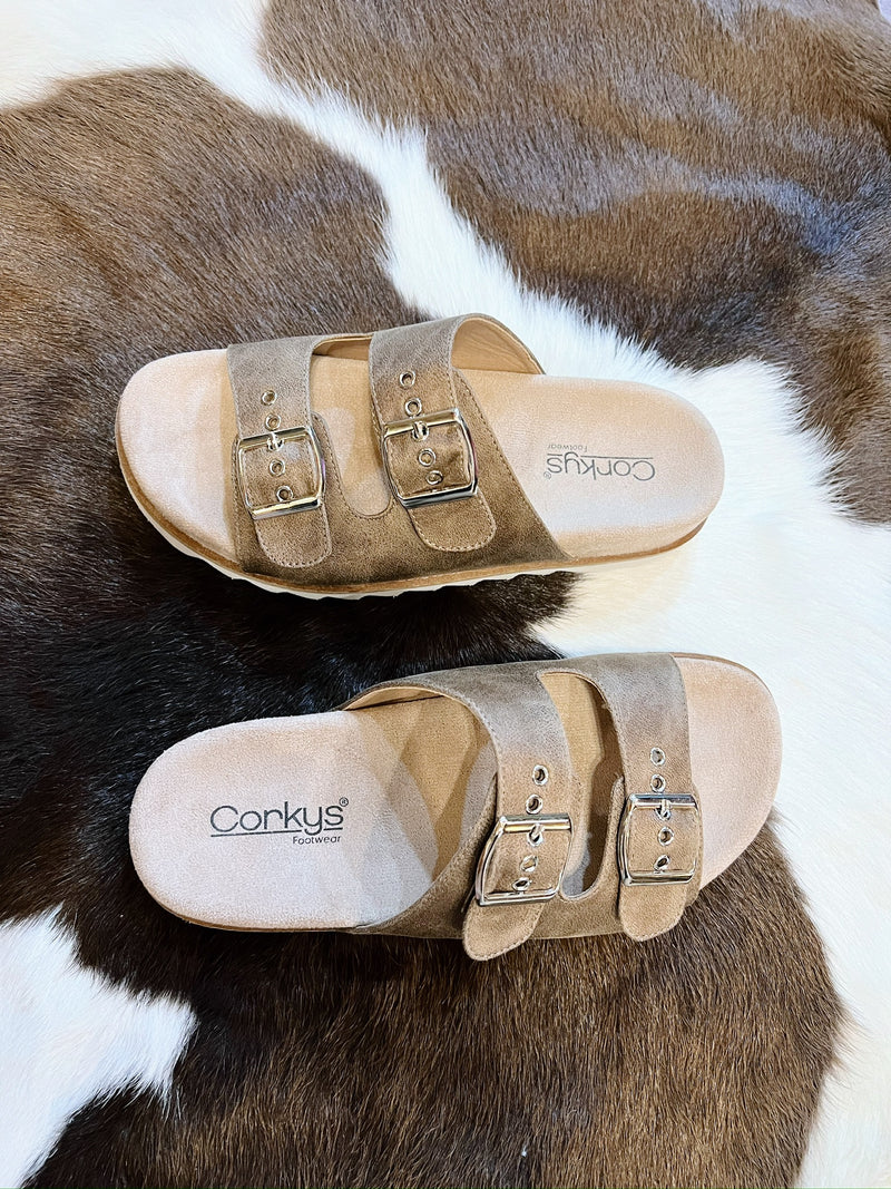 Kenslee's Brown Sandals with Silver Buckles