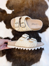 Dash Crochet Sandal with Silver Buckles