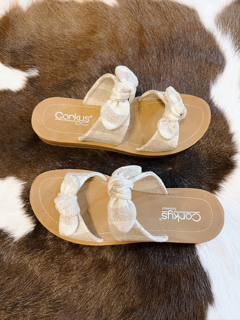Lois's Taupe and Cream Sandal with Bows