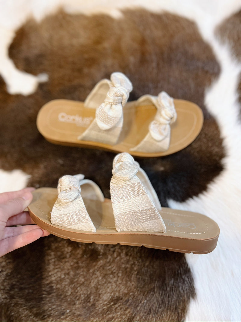 Lois's Taupe and Cream Sandal with Bows