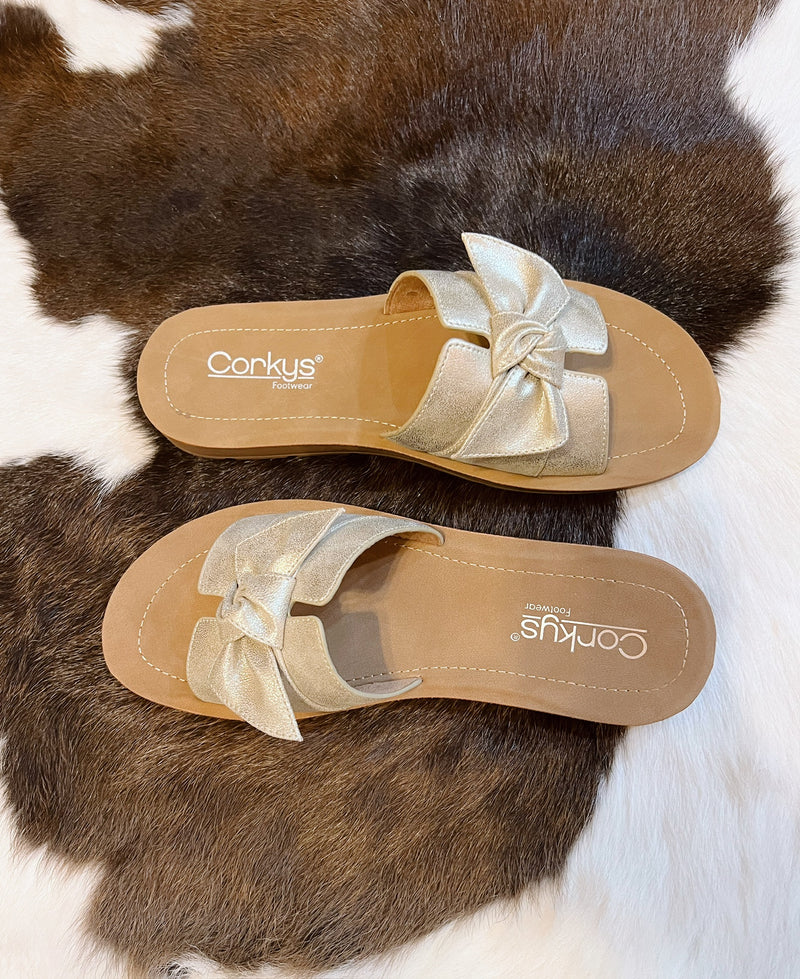 Jillian's Gold Sandals with Bow