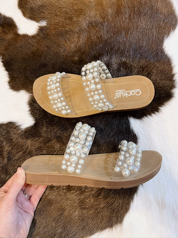 Adalynn's clear Sandal with Pearls