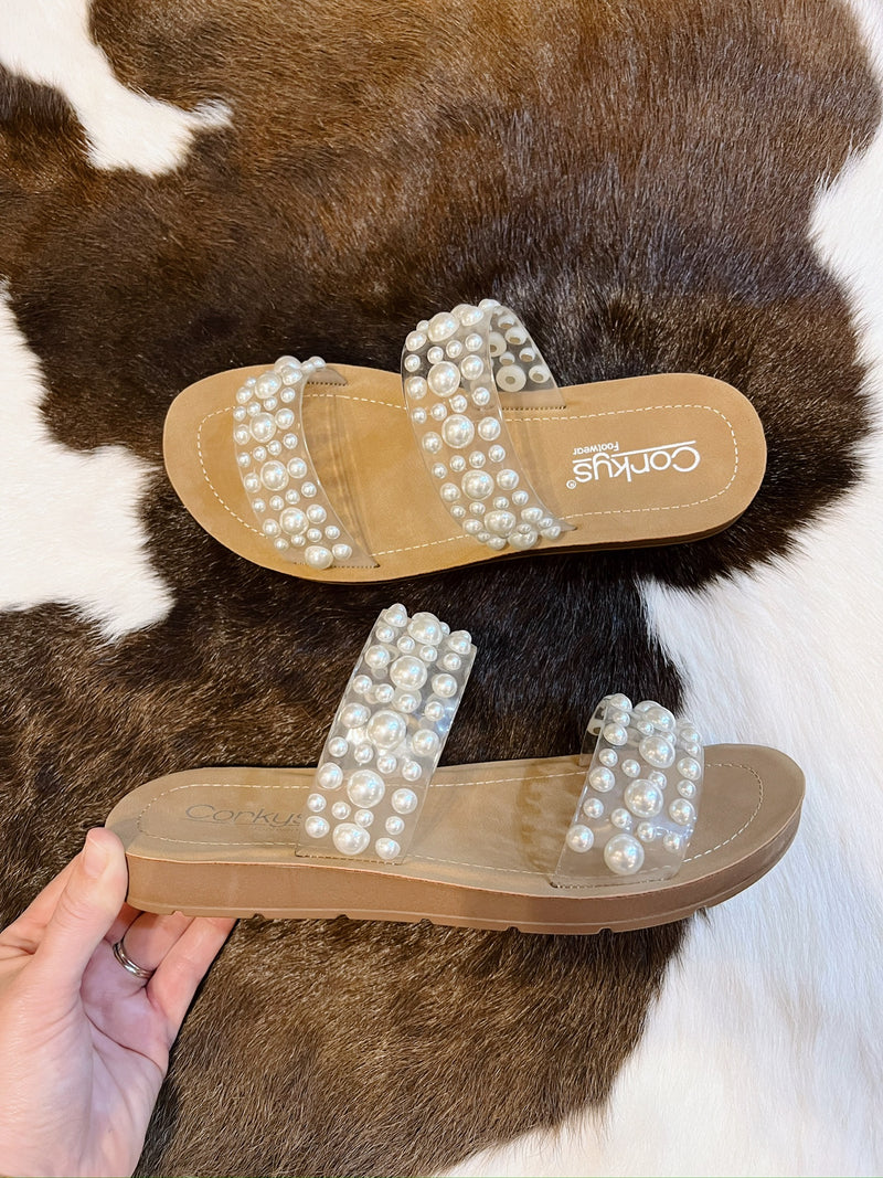 Adalynn's clear Sandal with Pearls