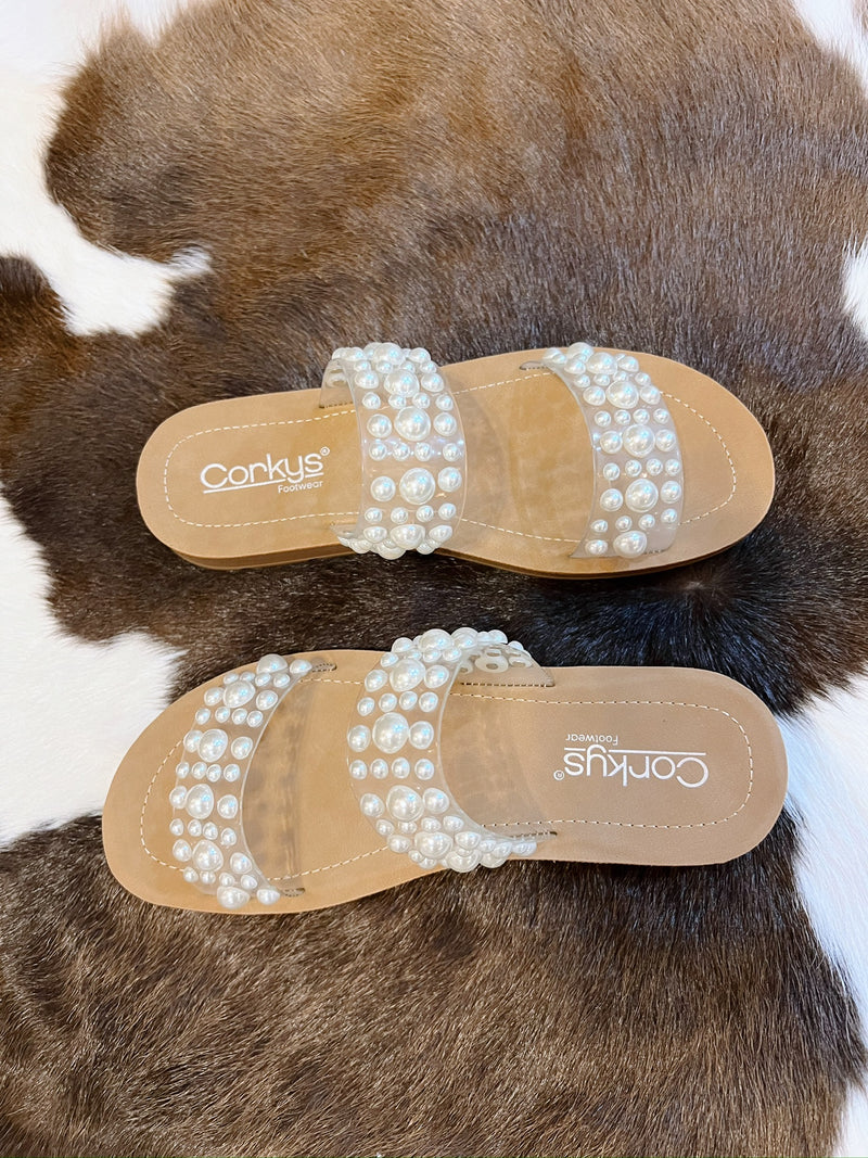Adalynn's clear Sandal with Pearls
