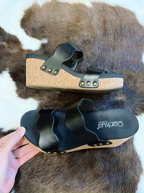 Morgan's Black Wedge Sandal