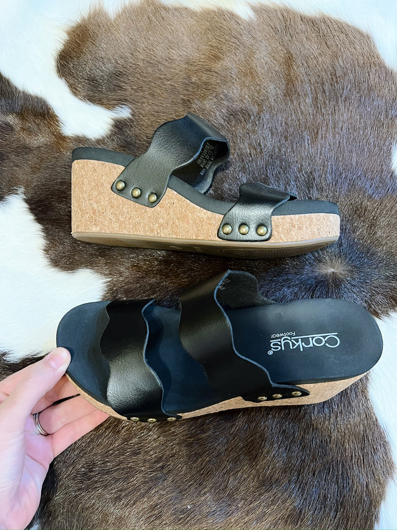Morgan's Black Wedge Sandal