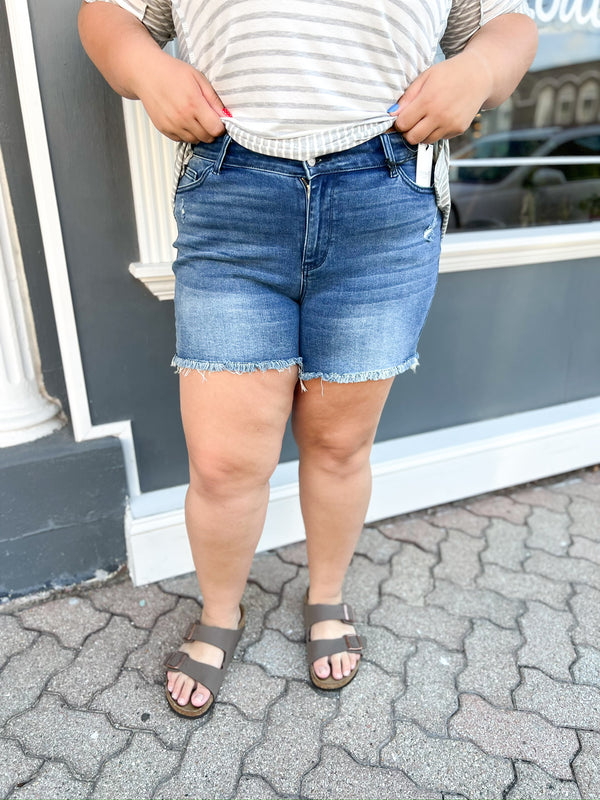 Curvy Preston's High Waist Shorts with Shield Pockets
