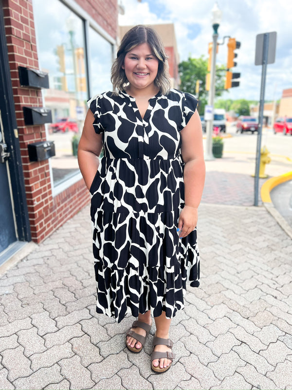 Curvy Print Tiered Layer Dress