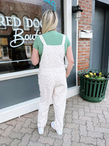 Oatmeal Pink and Green Floral Overalls