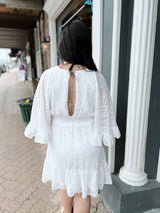 Off White Textured Kimono Sleeve Dress