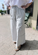 Stone Flower Patch Mineral Wash Terry Knit Pant